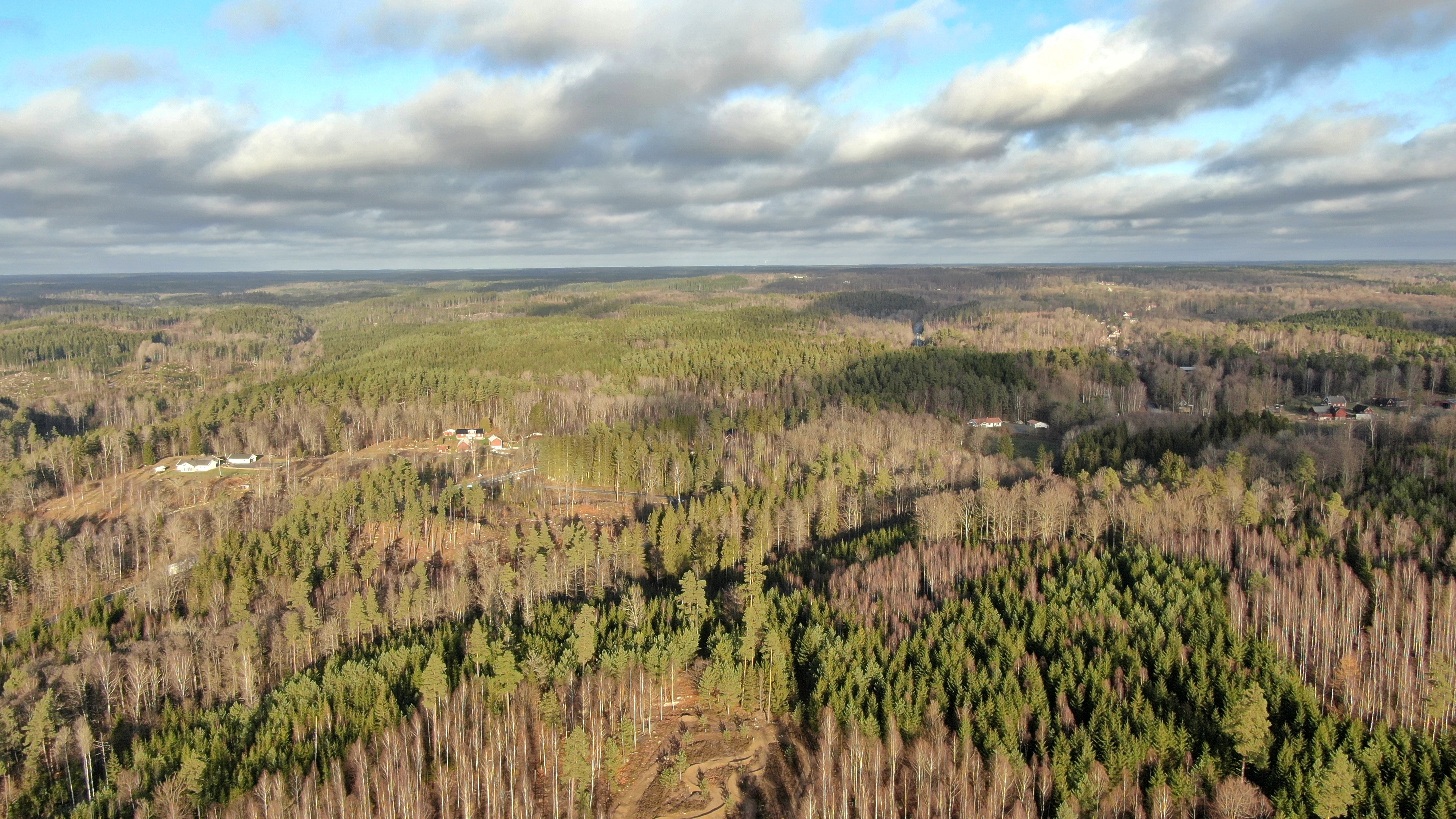 Drönarfoto av landskap i Blekinge