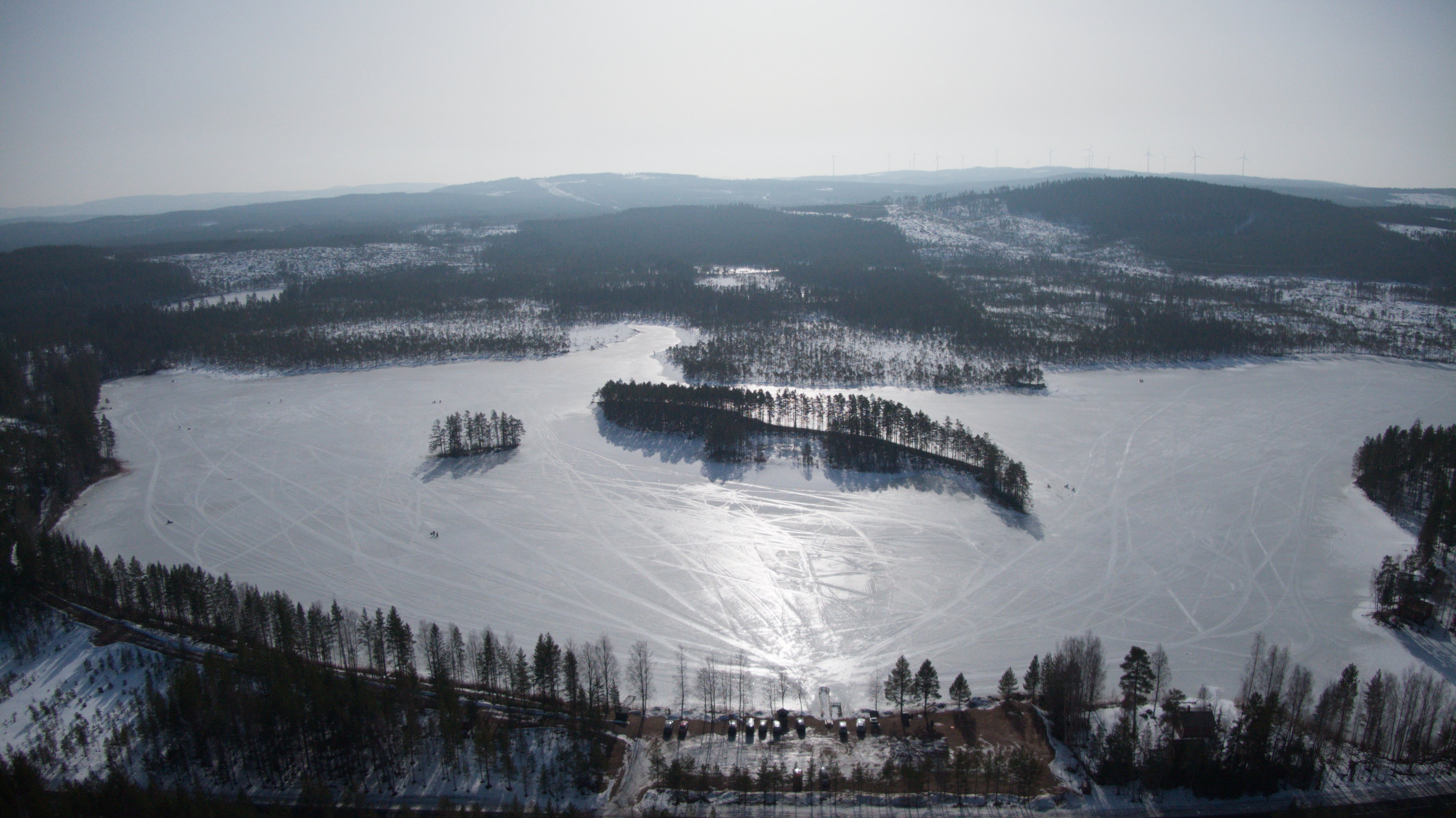 Drönarfoto av landskap i Hälsingland